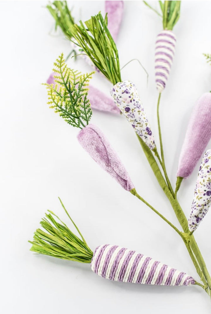 Purple Mixed Fabric Carrots Spray - 27" - Greenery Market65448-PU