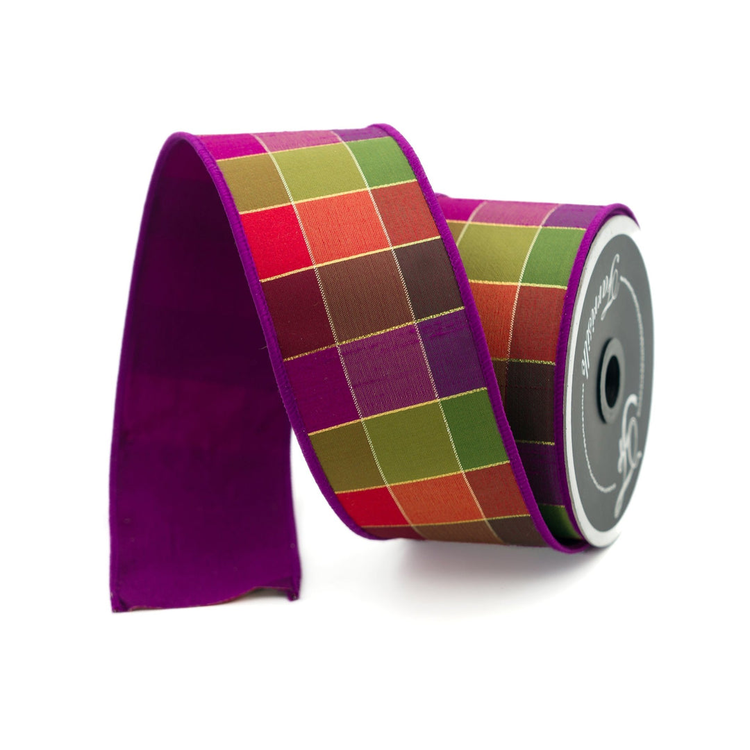 Purple Multi Sedona Checks Farrisilk Wired Ribbon - 2.5" - Greenery MarketRK359 - 27