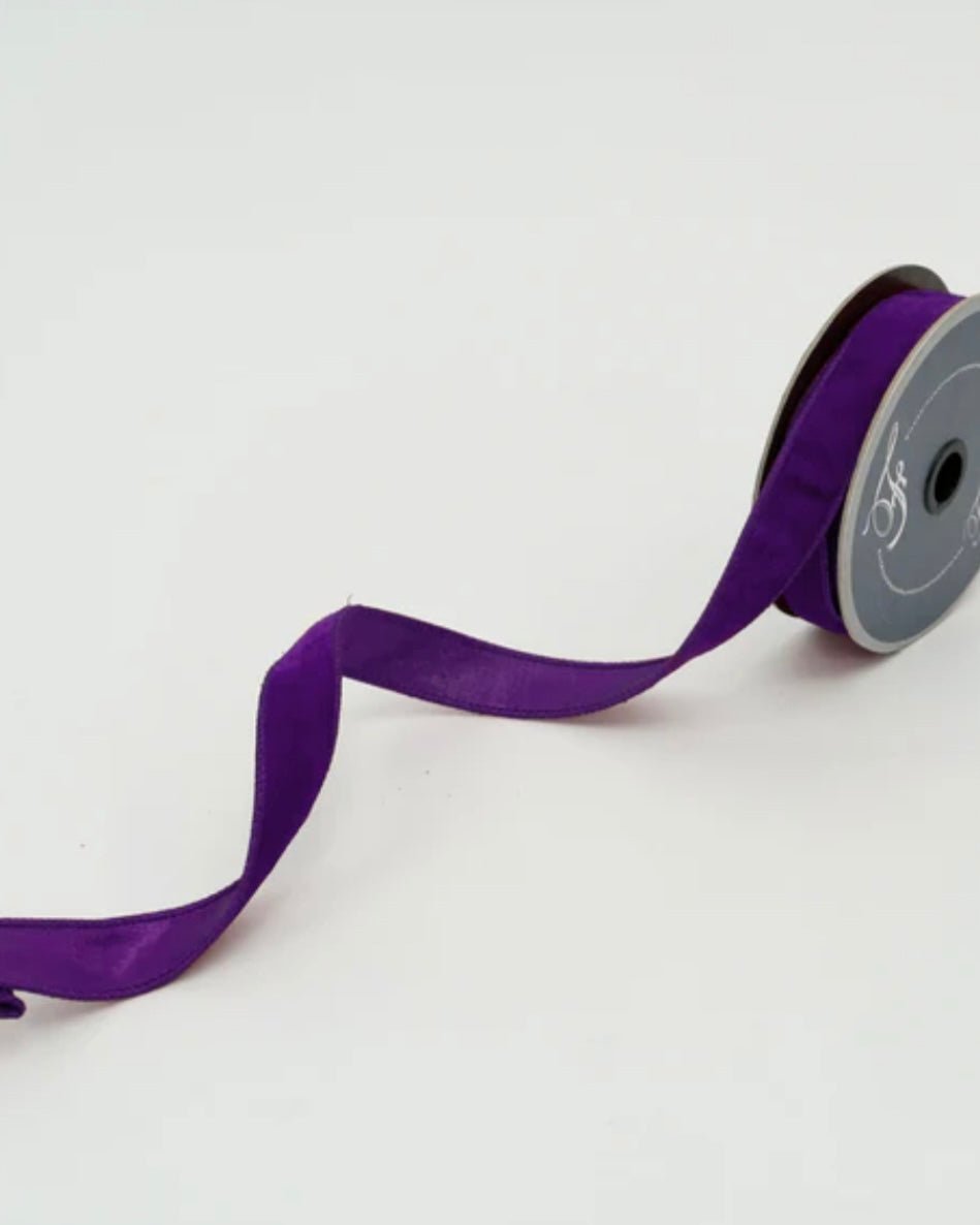 Purple plush velvet luster .75” farrisilk wired ribbo - Greenery MarketRibbons & TrimRV000-27