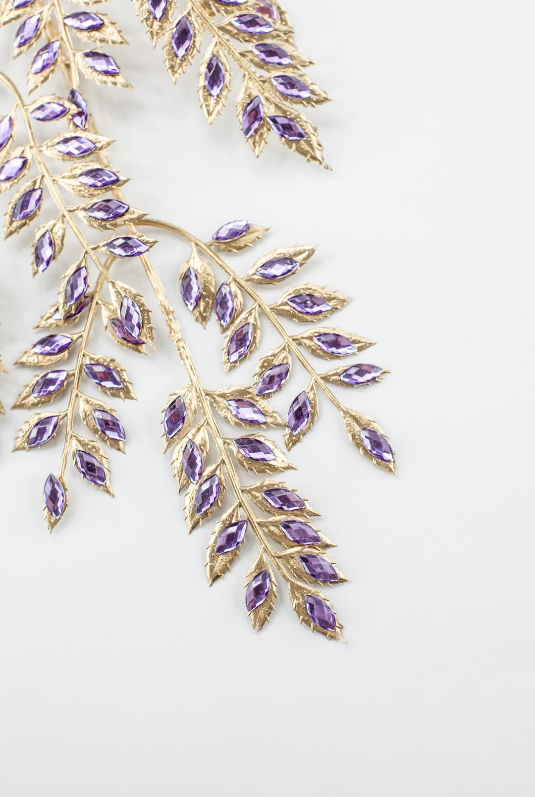 Purple Rhinestone Leaf Spray - 22.5" - Greenery MarketXAQ652-PU