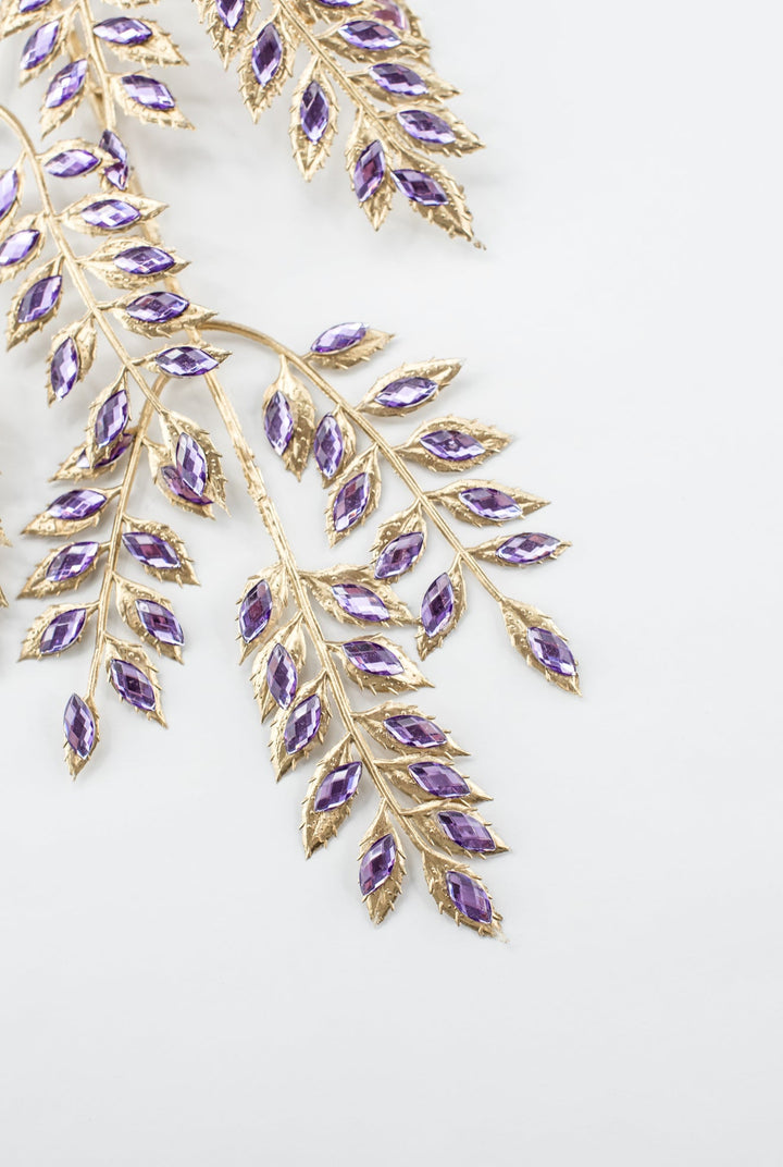 Purple Rhinestone Leaf Spray - 22.5" - Greenery MarketXAQ652-PU