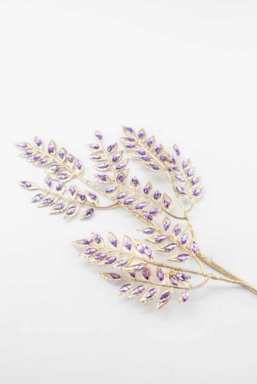 Purple Rhinestone Leaf Spray - 22.5" - Greenery MarketXAQ652-PU
