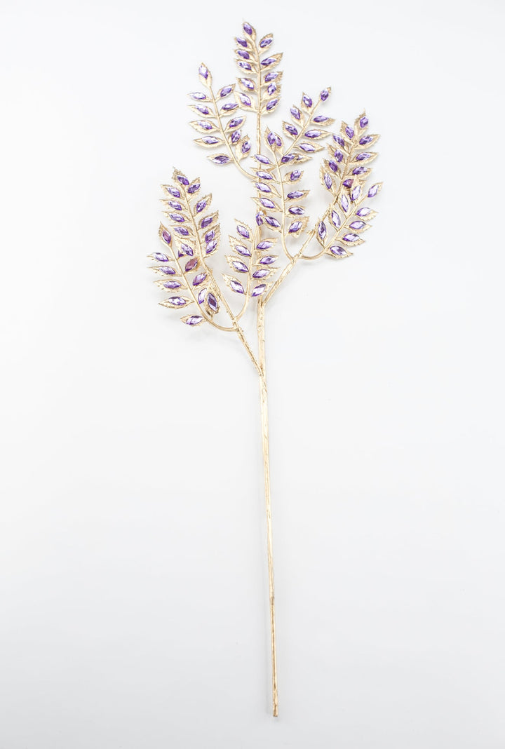 Purple Rhinestone Leaf Spray - 22.5" - Greenery MarketXAQ652-PU