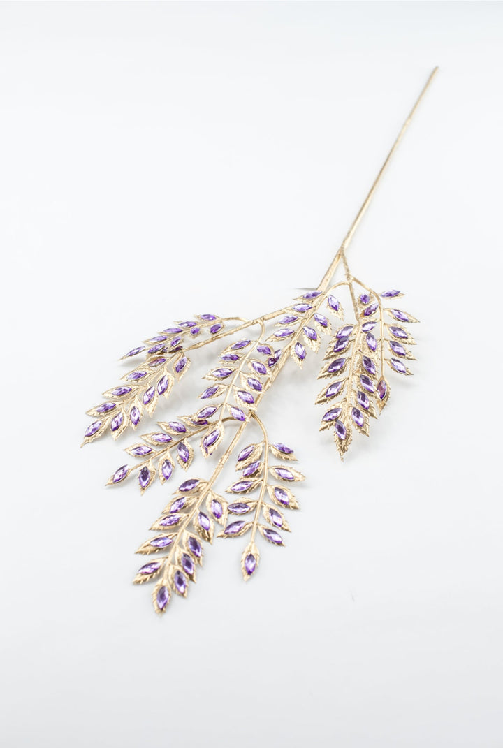 Purple Rhinestone Leaf Spray - 22.5" - Greenery MarketXAQ652-PU