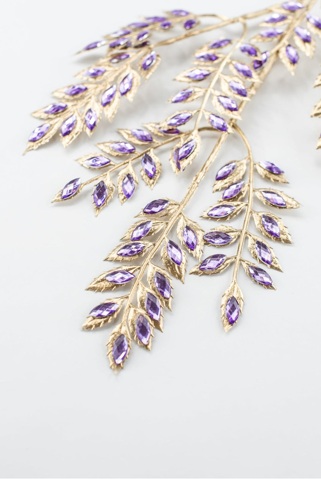 Purple Rhinestone Leaf Spray - 22.5" - Greenery MarketXAQ652-PU