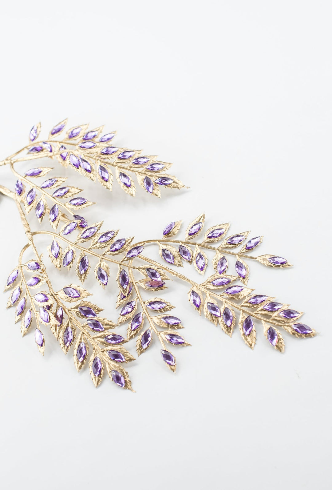 Purple Rhinestone Leaf Spray - 22.5" - Greenery MarketXAQ652-PU