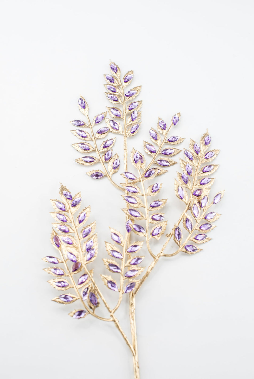 Purple Rhinestone Leaf Spray - 22.5" - Greenery MarketXAQ652-PU