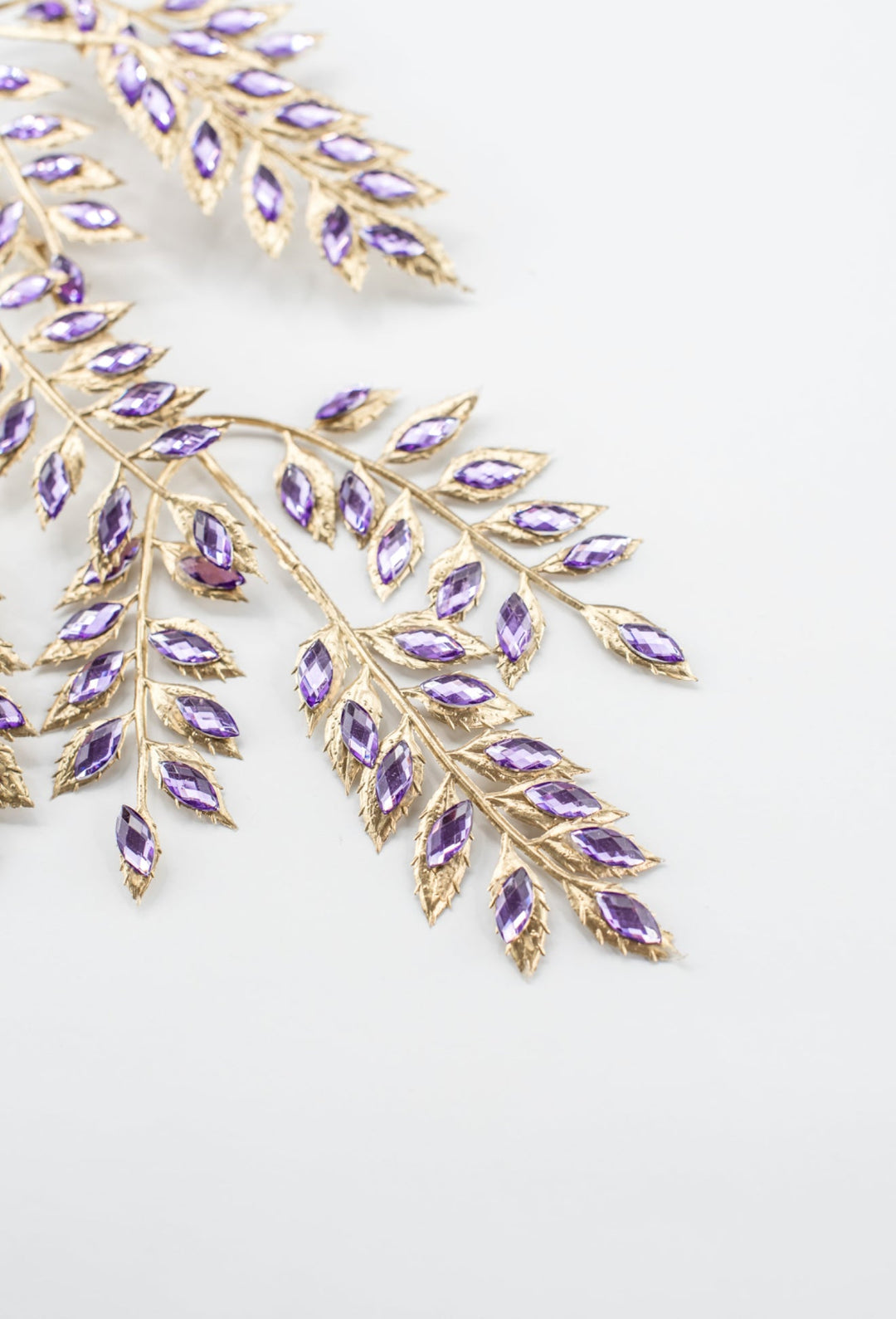 Purple Rhinestone Leaf Spray - 22.5" - Greenery MarketXAQ652-PU