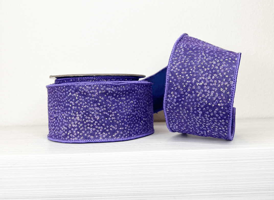 Purple Sparkle Wired Ribbon - 2.5" - Greenery Market25 - 600 - 12