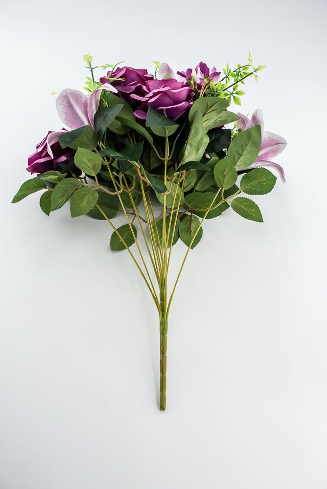 Purple Tiger Lily And Rose Flower Bush - Greenery Market