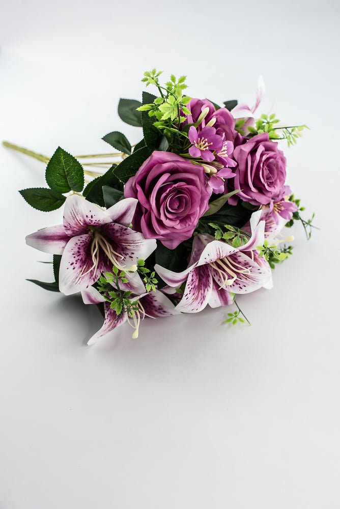 lily▼ページ Purple Tiger Lily And Rose Flower Bush - Greenery Market