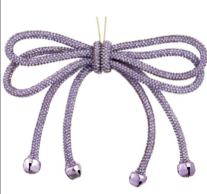 Lavender Sparkle Bow Ornament With Bells - 5.5"