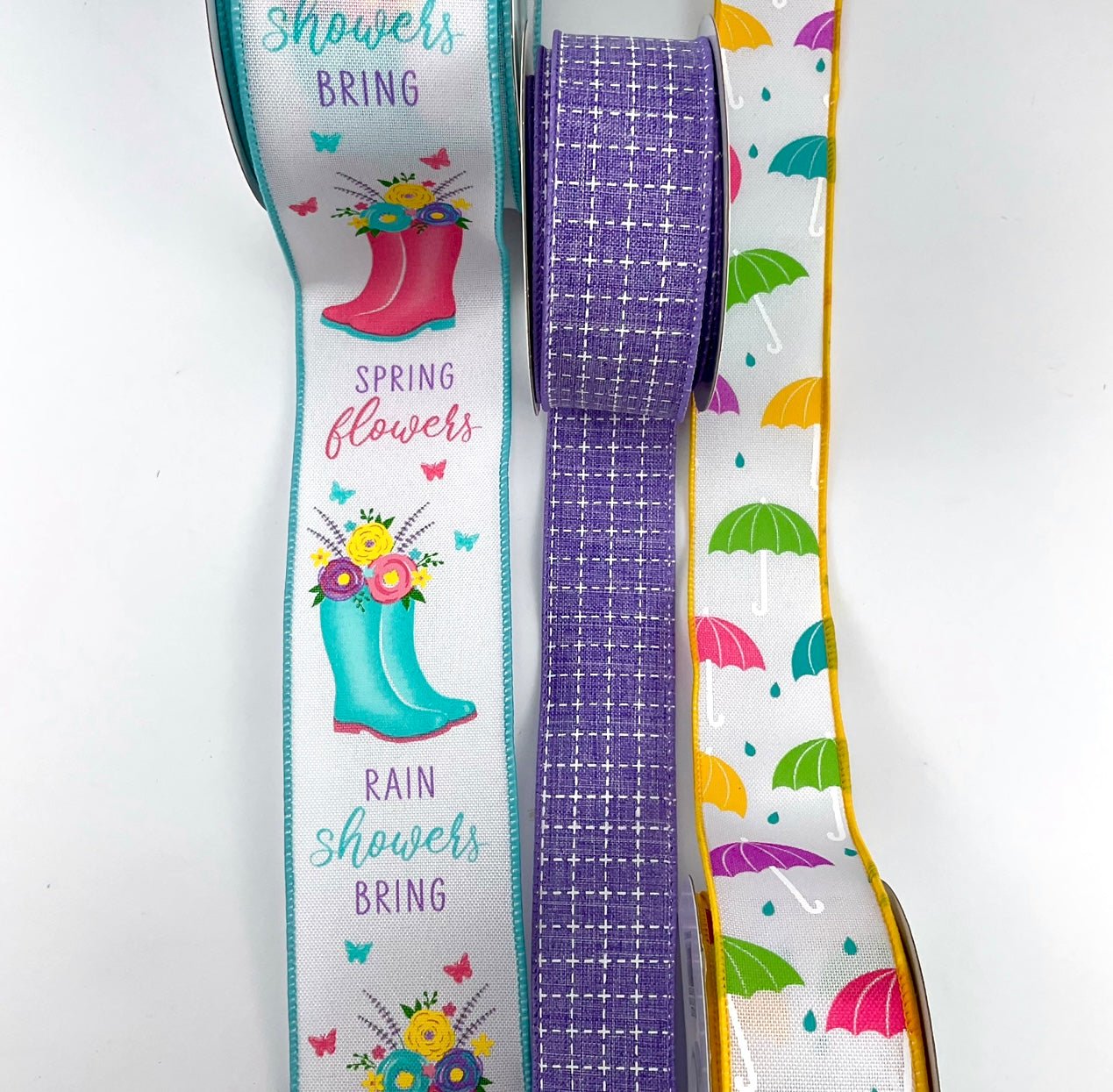 Rain showers flowers x 3 ribbon bow bundle - Greenery Market