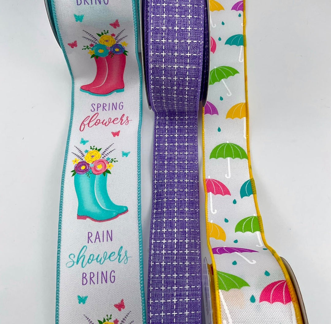 Rain showers flowers x 3 ribbon bow bundle - Greenery Market