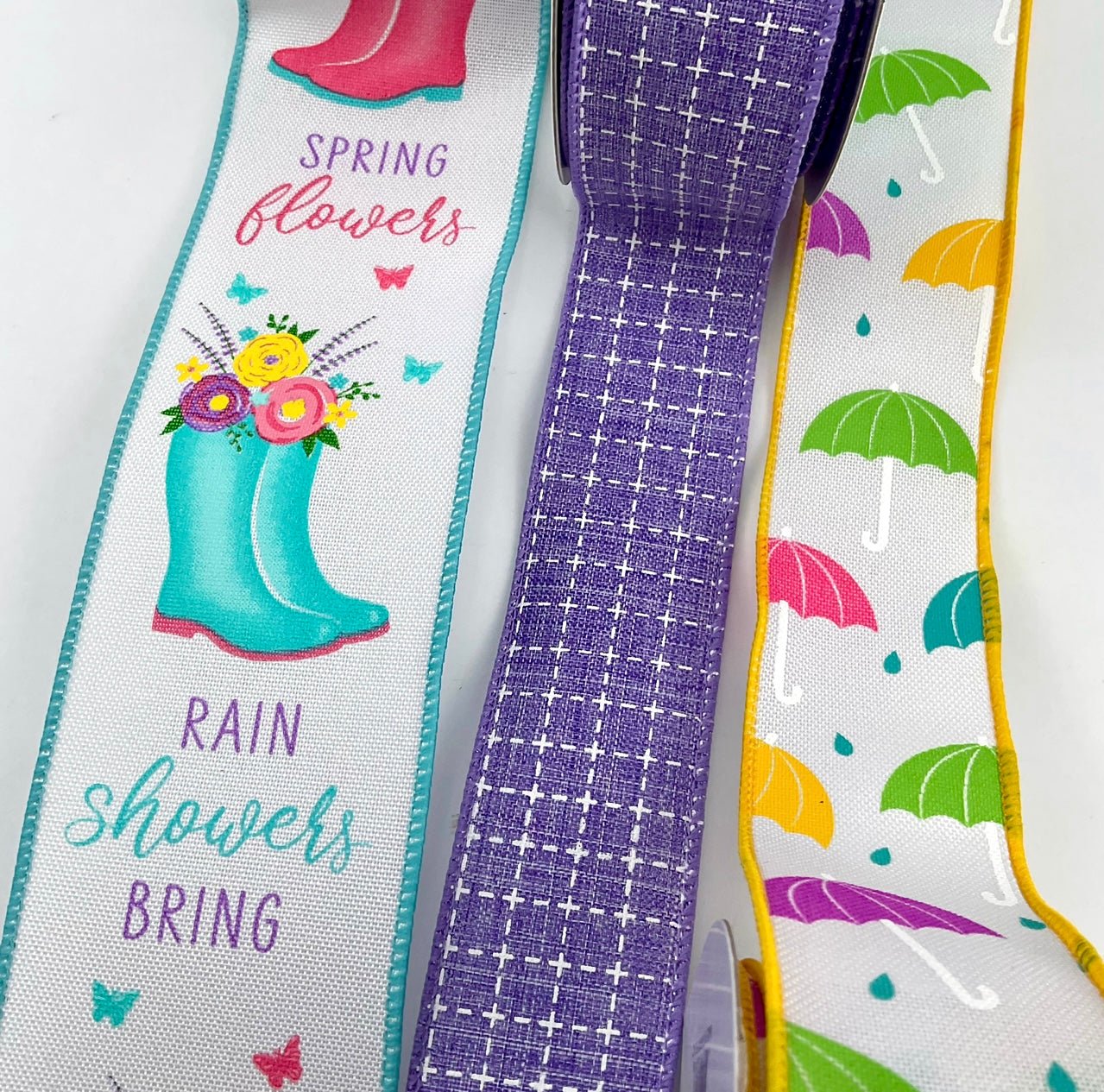 Rain showers flowers x 3 ribbon bow bundle - Greenery Market