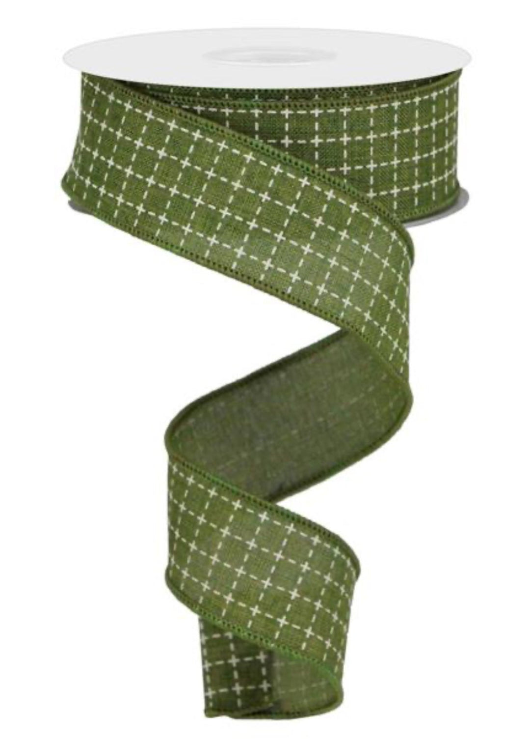 Raised stitch wired ribbon - moss green - 1.5” - Greenery MarketWired ribbonRGA104436