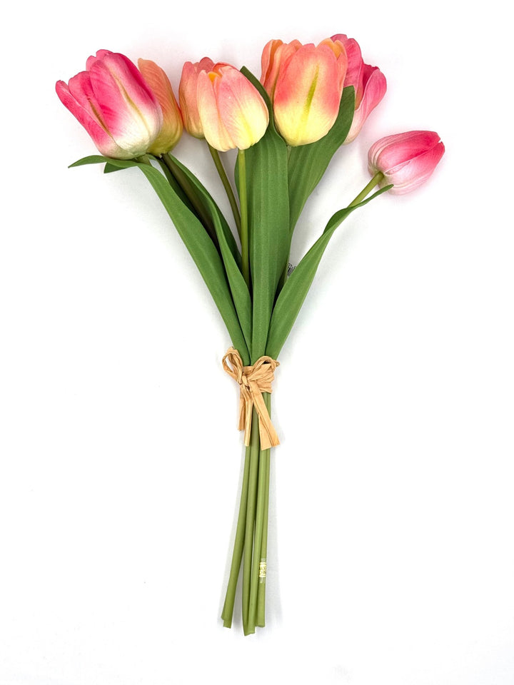 RAZ Coral & Pink Real Touch Tulip Bundle - 14" - Greenery MarketF4602028