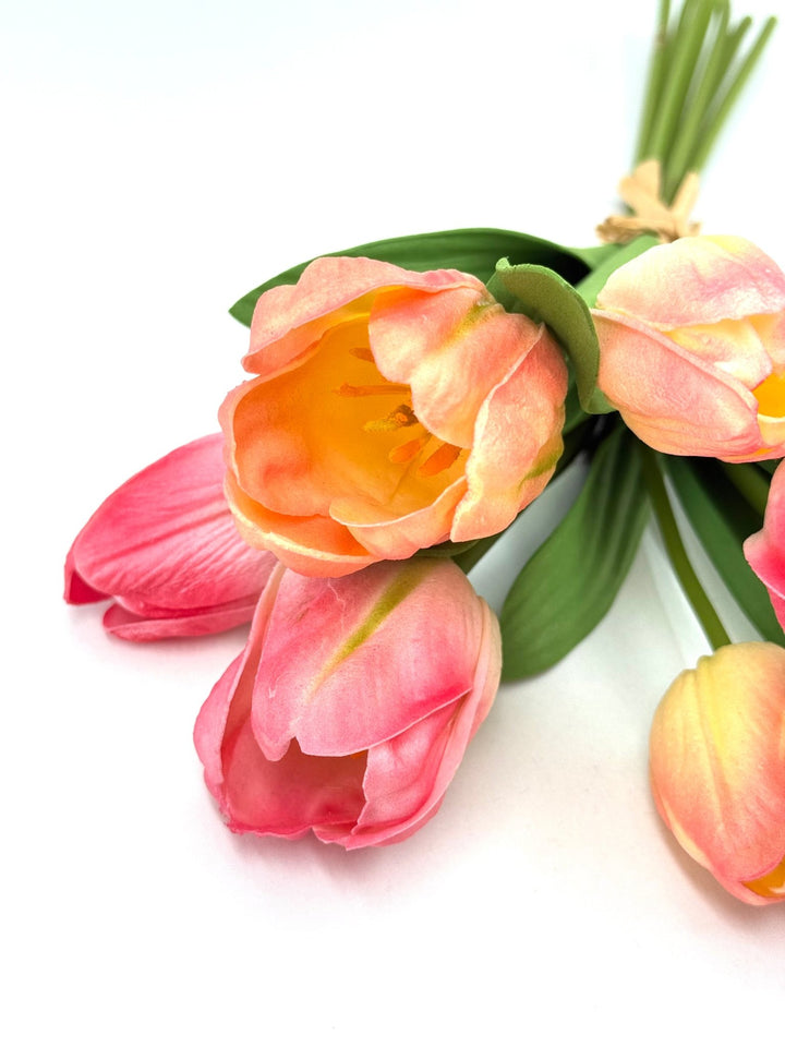 RAZ Coral & Pink Real Touch Tulip Bundle - 14" - Greenery MarketF4602028
