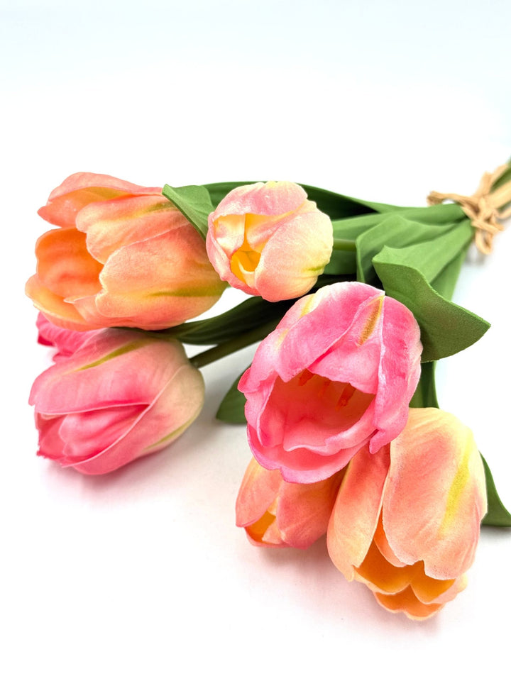 RAZ Coral & Pink Real Touch Tulip Bundle - 14" - Greenery MarketF4602028