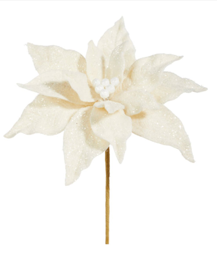 Raz, cream felt poinsettias stem - Greenery MarketF4306668