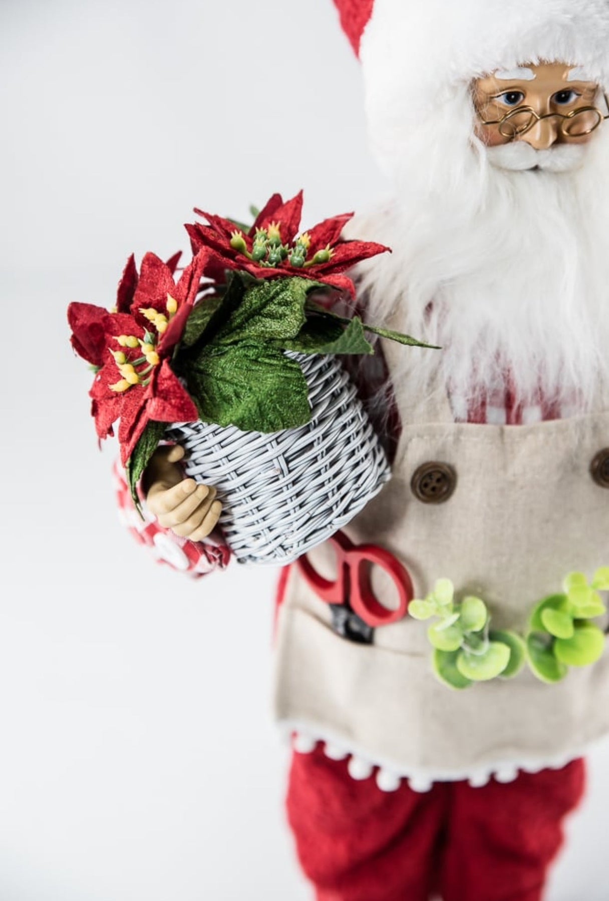 Raz Gingham gardening Santa Claus - Greenery Market