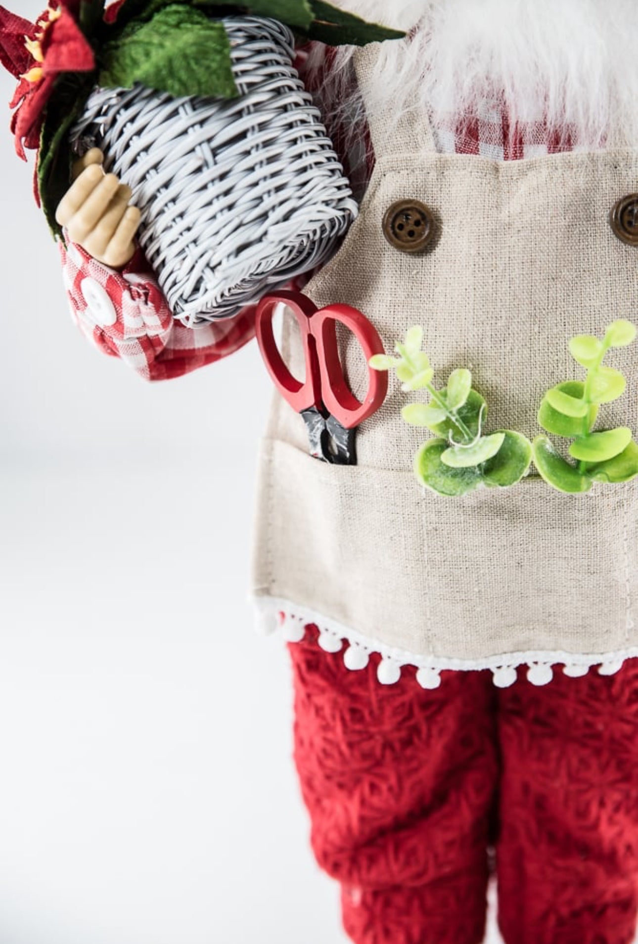 Raz Gingham gardening Santa Claus - Greenery Market