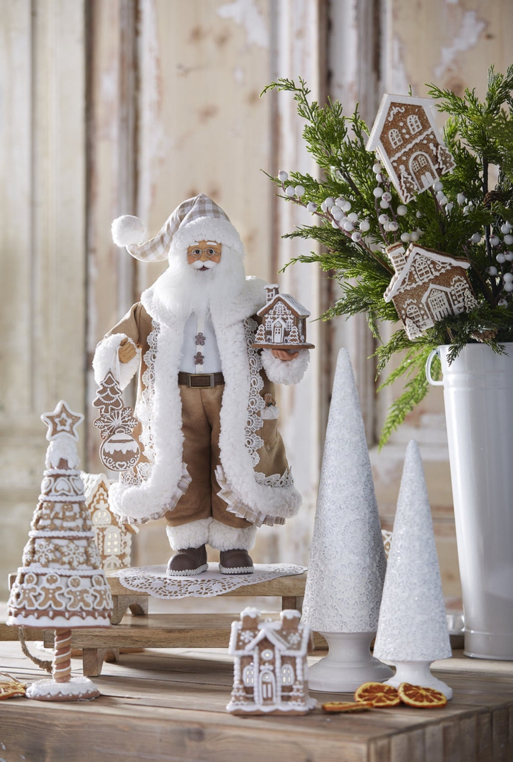 Raz Gingham Gingerbread Santa Claus - Greenery MarketHome decor4415585