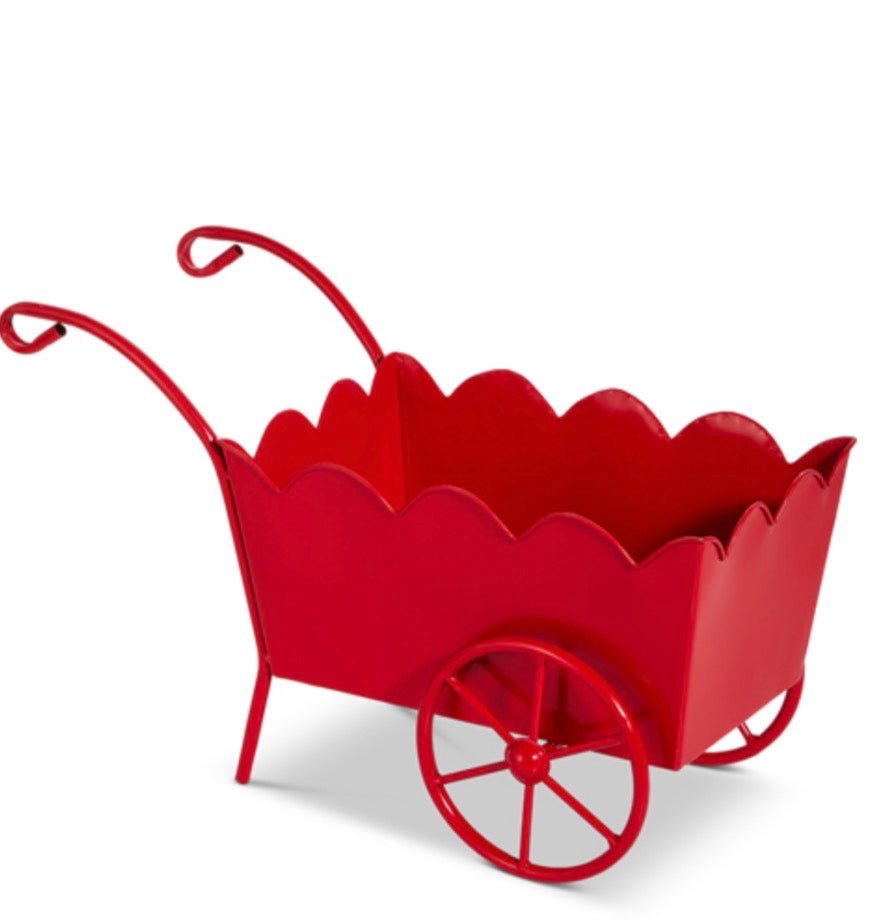 Raz imports Red Scalloped Wagon - 16" - Greenery Market4625942