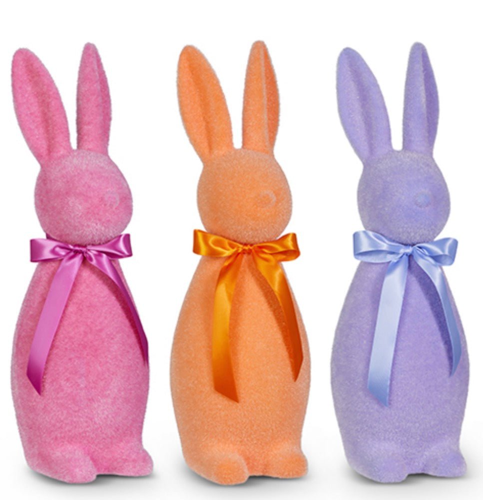 Raz Imports Sherbet Flocked Bunny - 18.5