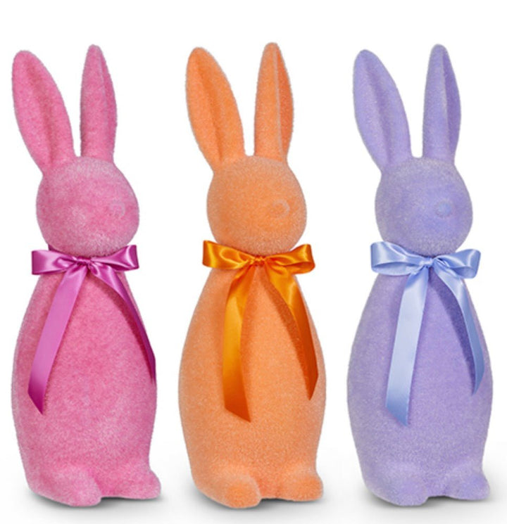 Raz Imports Sherbet Flocked Bunny - 18.5" Choose Color - Greenery Market4540706 Pink