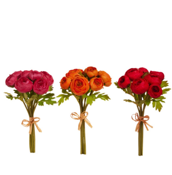 Raz Imports Soft Touch Ranunculus Bundle - 11" Choose Color - Greenery MarketF4402014 Dark Pink