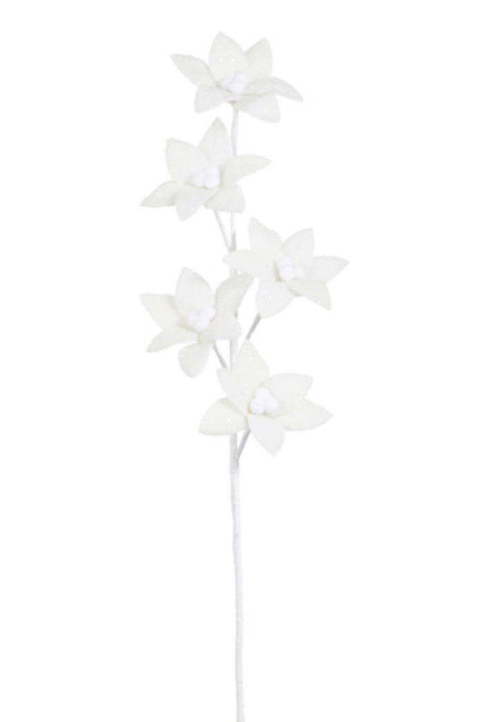 Raz white felted poinsettias spray - Greenery MarketF4306768
