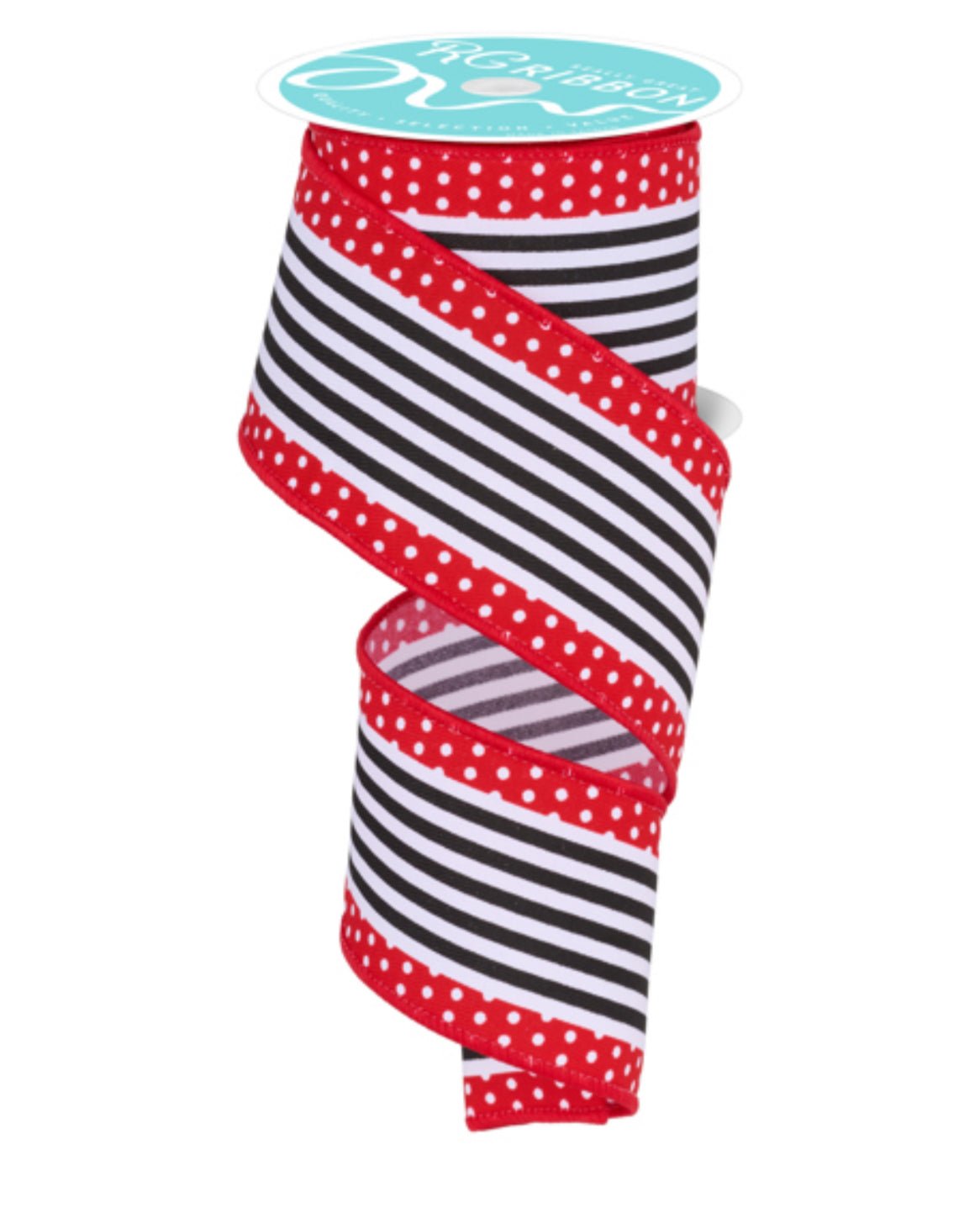 Red and black dot border wired ribbon 2.5” - Greenery MarketRGF1301CM