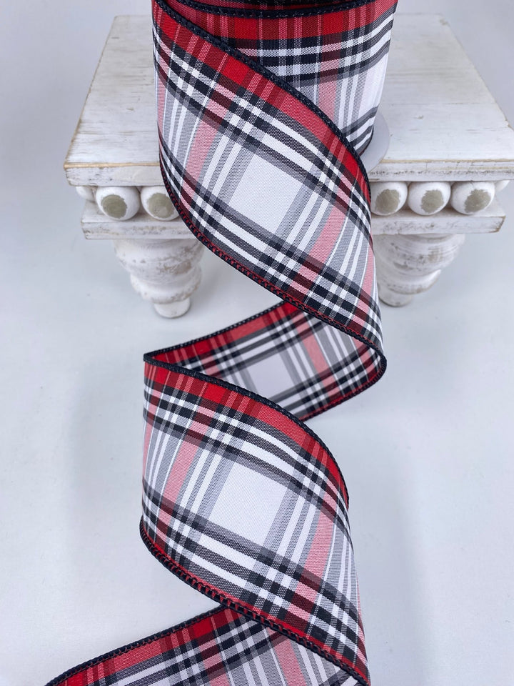 Red and black plaid wired ribbon 2.5” - Greenery MarketRibbons & Trim137663
