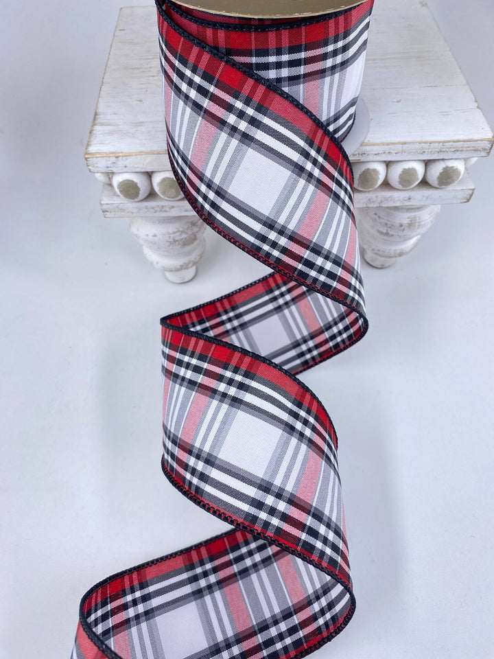 Red and black plaid wired ribbon 2.5” - Greenery MarketRibbons & Trim137663