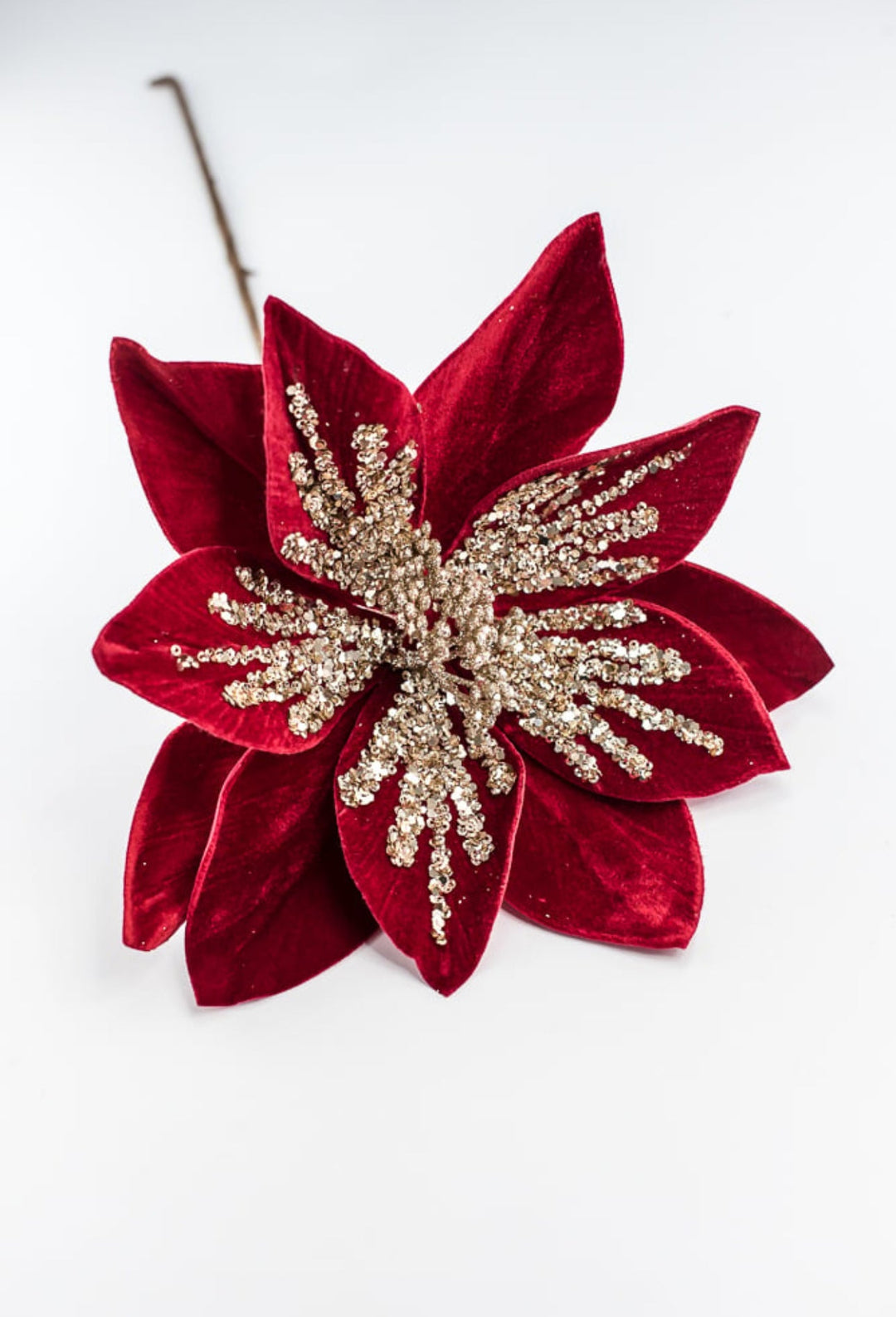 Red and gold poinsettia stem - Greenery Market84562