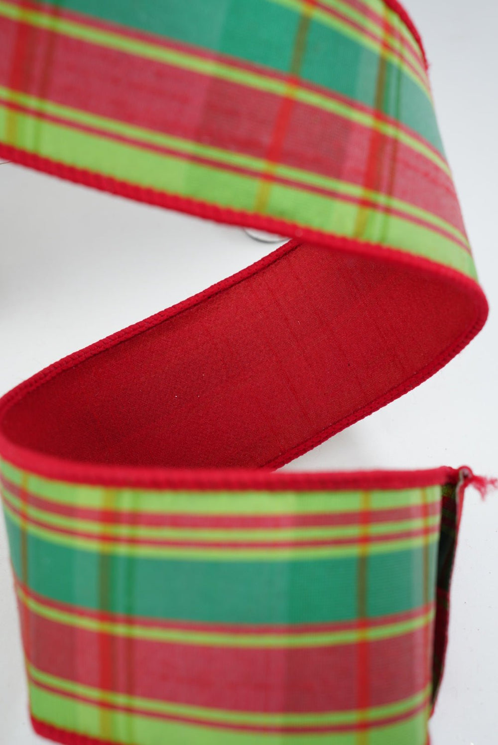 Red And Green Christmas Plaid Wired Ribbon 2.5” - Greenery MarketWired ribbon94405W-985-40F