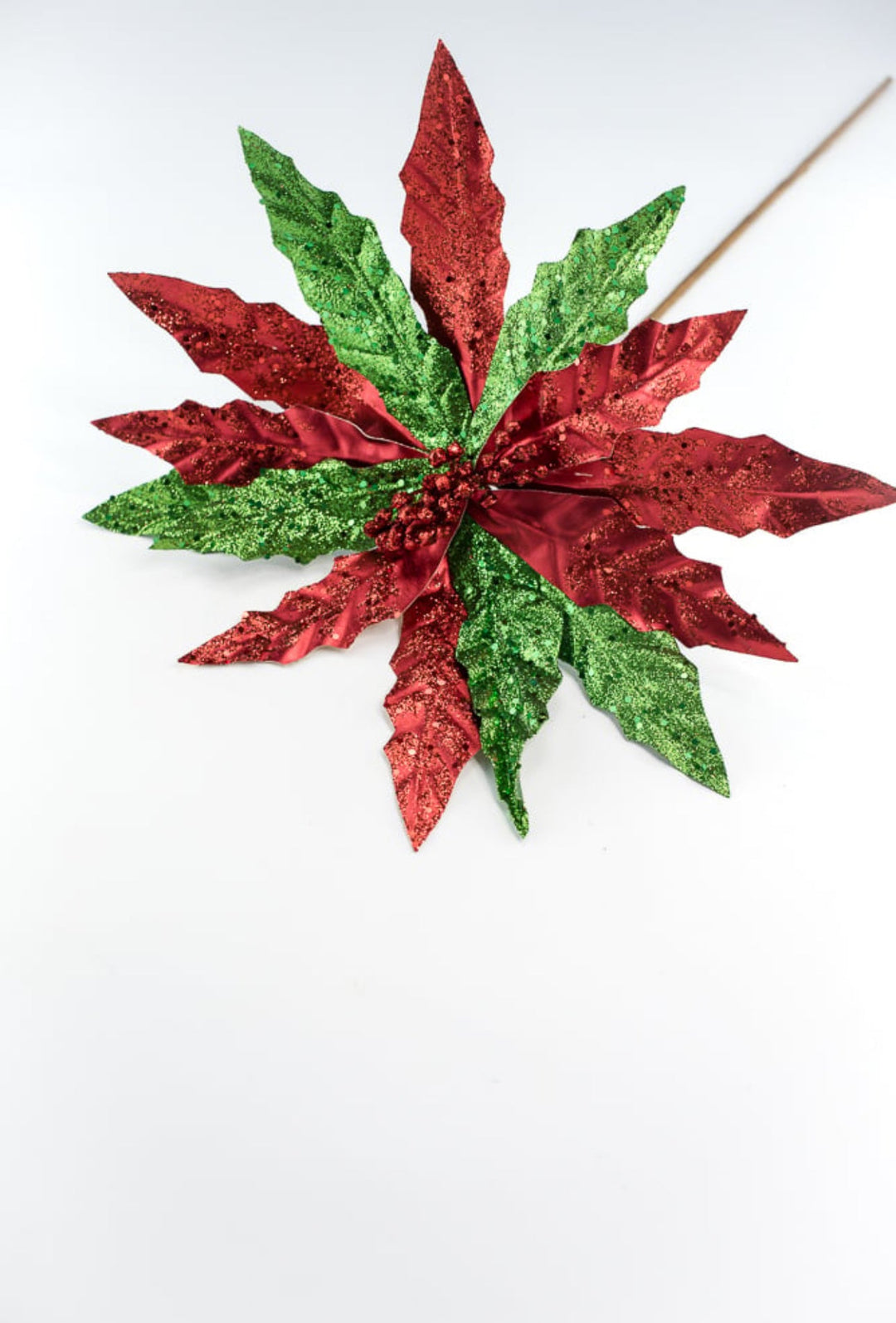 Red and green glitter poinsettia - Greenery MarketWinter and Christmas86068RDGN