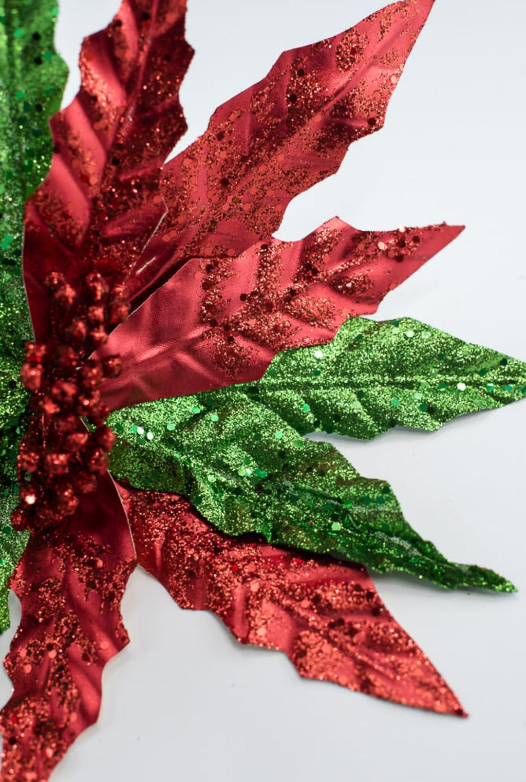 Red and green glitter poinsettia - Greenery MarketWinter and Christmas86068RDGN