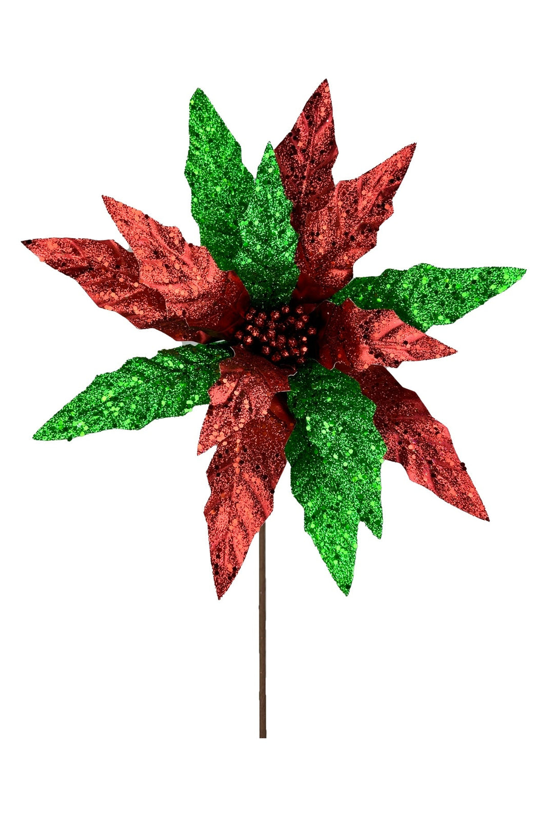 Red and green glitter poinsettia - Greenery MarketWinter and Christmas86068RDGN