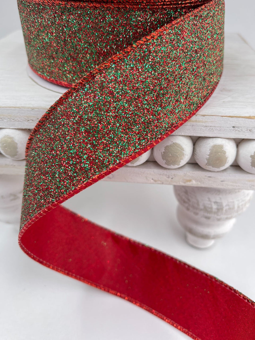 Red and green glitter wired ribbon - 1.5” - Greenery MarketWired ribbon238872