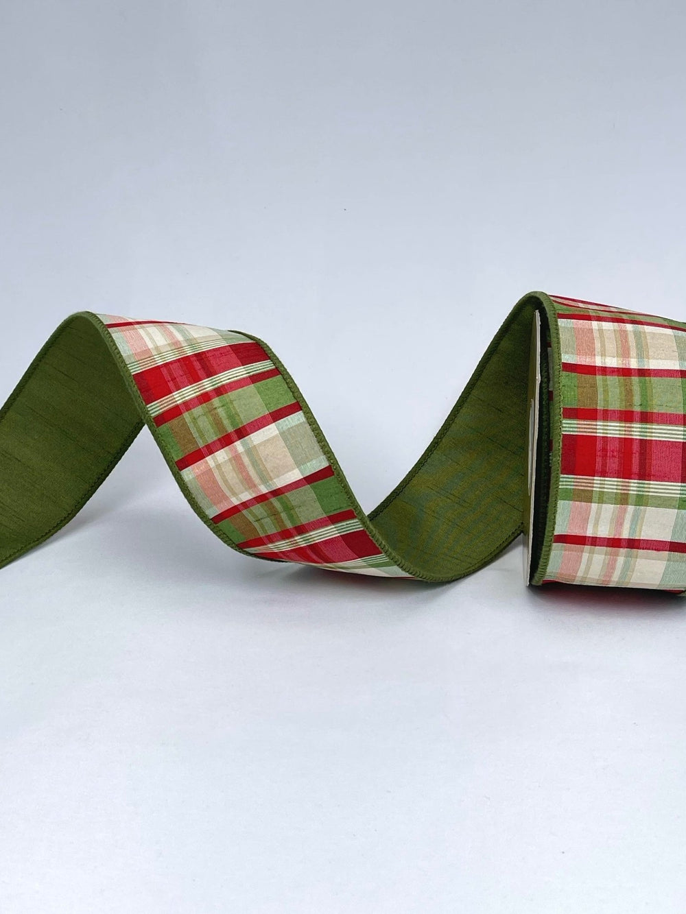 Red and green holiday plaid ribbon - 2.5” - Greenery MarketWired ribbon237107