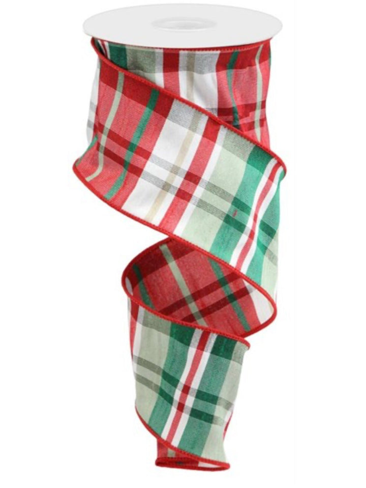 Red and green plaid 2.5” wired ribbon - Greenery MarketWired ribbonRGC1332WJ