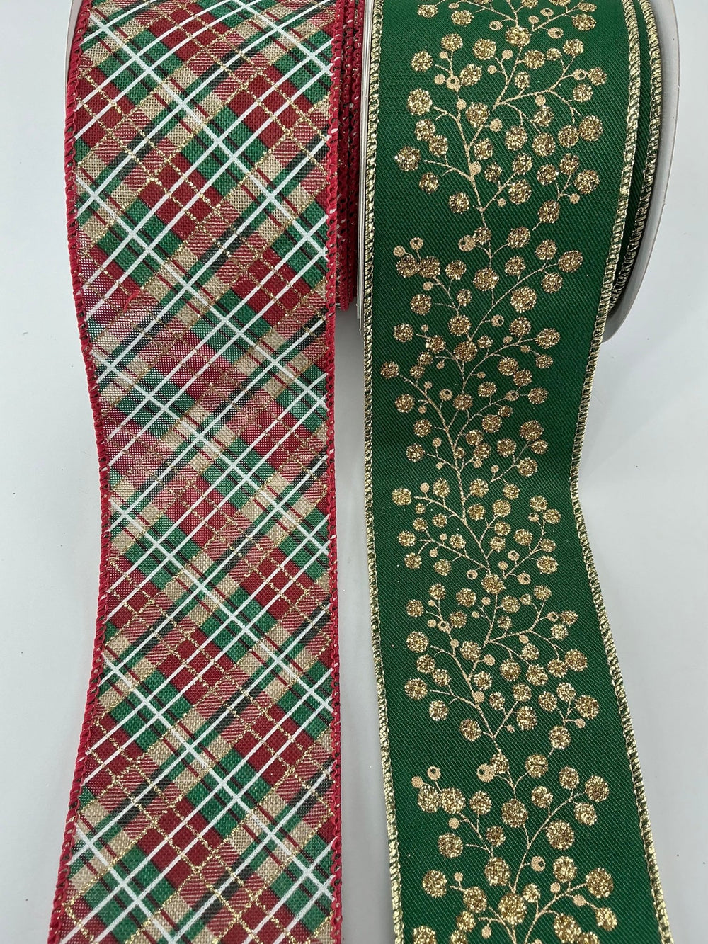 Red and green plaid bow bundle x 2 ribbons - Greenery MarketRibbons & Trim