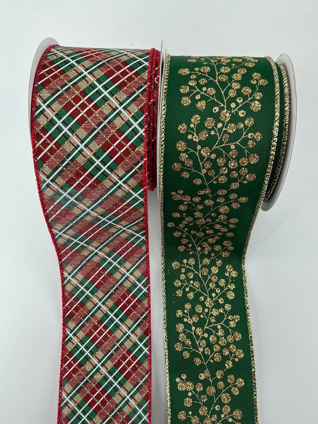 Red and green plaid bow bundle x 2 ribbons - Greenery MarketRibbons & Trim