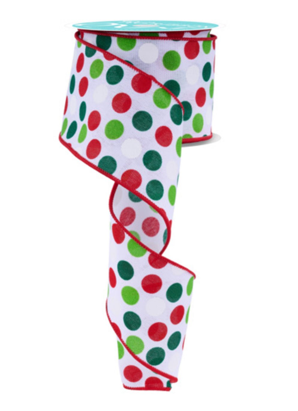 Red and green polkadot wired ribbon, 2.5” - Greenery MarketWinter and ChristmasRGF14408R