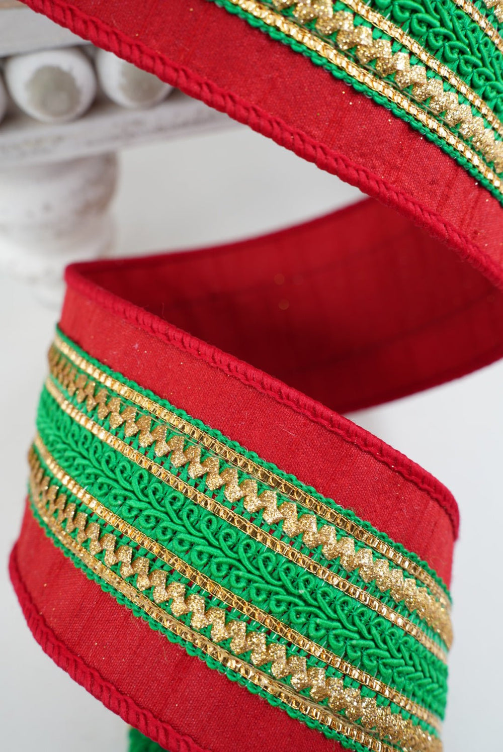 Red And Green Regal Wired Ribbon 2.5” - Greenery MarketWired ribbon94397W-985-40D