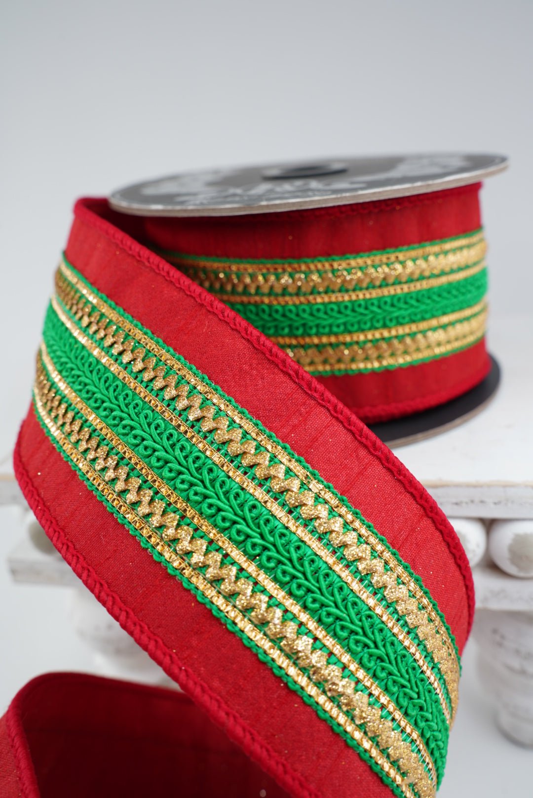 Red And Green Regal Wired Ribbon 2.5” - Greenery MarketWired ribbon94397W-985-40D
