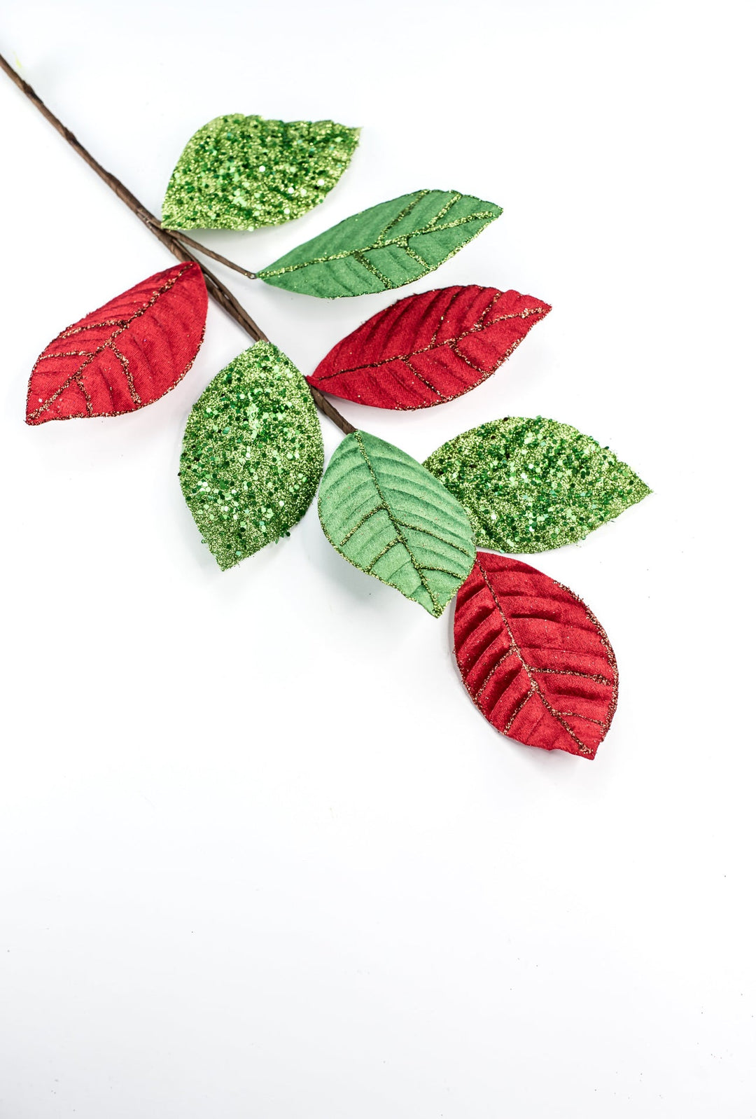 Red and Green velvet leaves spray - Greenery Market86079RDGN