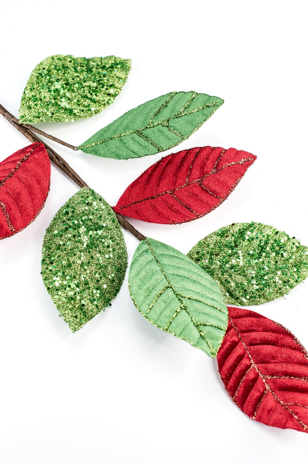 Red and Green velvet leaves spray - Greenery Market86079RDGN